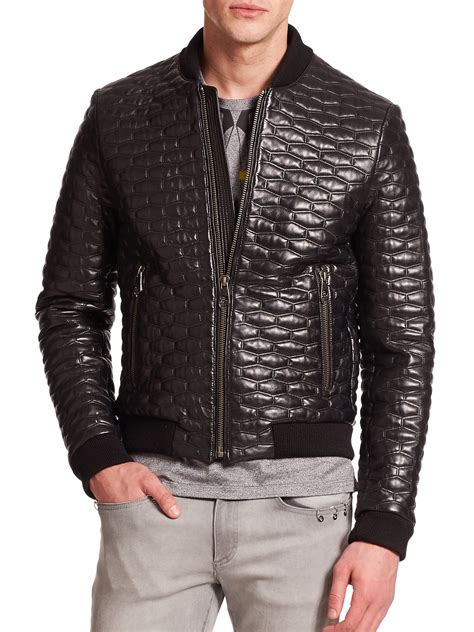 versace leather jacket mens|Versace leather jackets women.